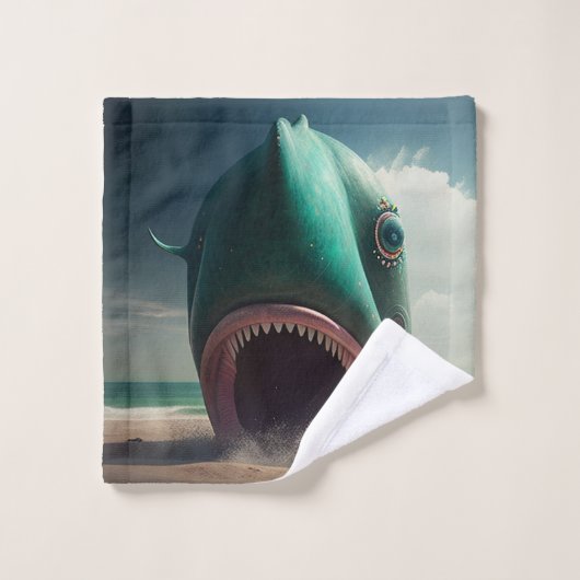 Shark sculpture on the beach (Gant de toilette)