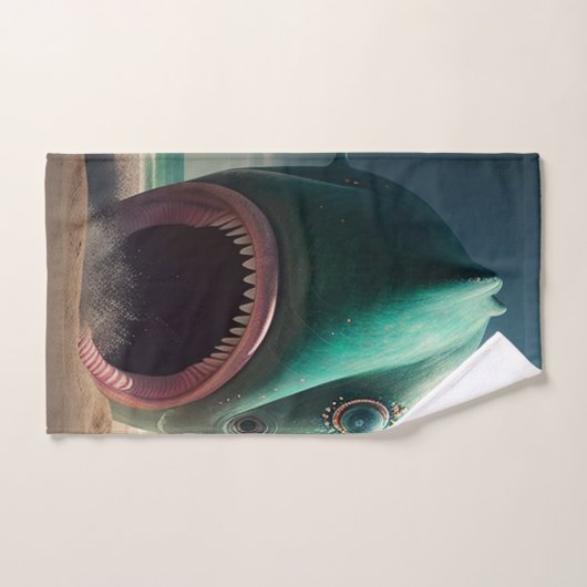 Shark sculpture on the beach (Serviette à main)