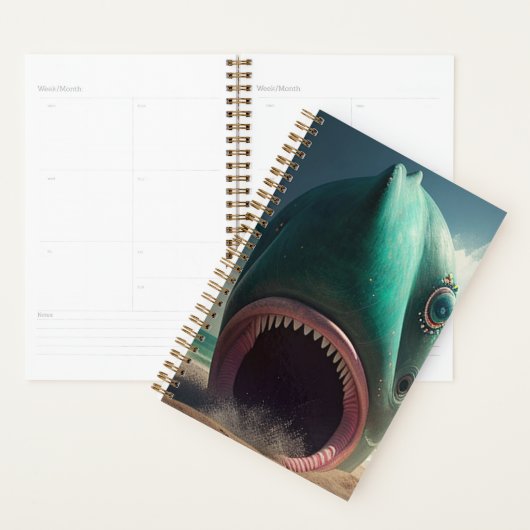 Shark sculpture on the beach (Devant avec enveloppe)