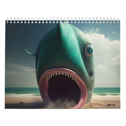 Shark sculpture on the beach kalender (Hoes)