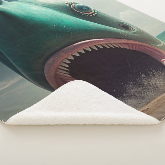 Shark sculpture on the beach sherpa deken (3/4)