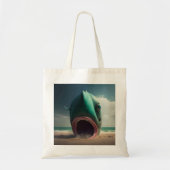 Shark sculpture on the beach tote bag (Voorkant)