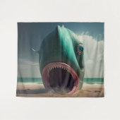 Shark sculpture on the beach wandkleed (Voorkant (horizontaal))