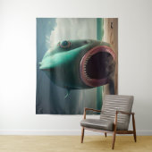 Shark sculpture on the beach wandkleed (In situ)