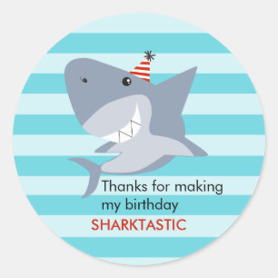 Shark SharkTastic verjaardagsfeestje gunst Ronde Sticker