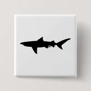Shark silhouet vierkante button 5,1 cm