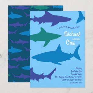 Shark Silhouettes Schattigee Kinder 1e verjaardags Kaart