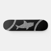 Shark Silver Glitter Black Skateboard (Horizontaal)