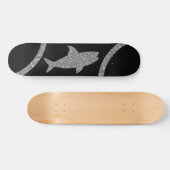 Shark Silver Glitter Black Skateboard (Horizontaal)