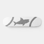 Shark Silver Glitter White Skateboard (Horizontaal)