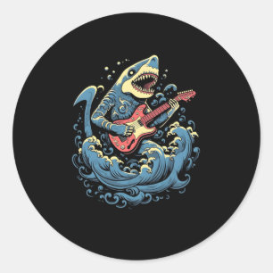 Shark Spelen Gitarist Bassist Shark Ronde Sticker