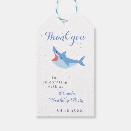 Shark Summer Party Splash Birthday Bash Dank je Cadeaulabel (Voorkant)