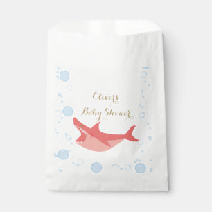 Shark Summer Red und Blue Bubbles Baby shower Bedankzakje