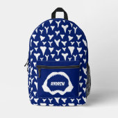 Shark Tanden Patroon Blauw en Wit Gepersonaliseerd Bedrukte Rugzak (Voorkant)