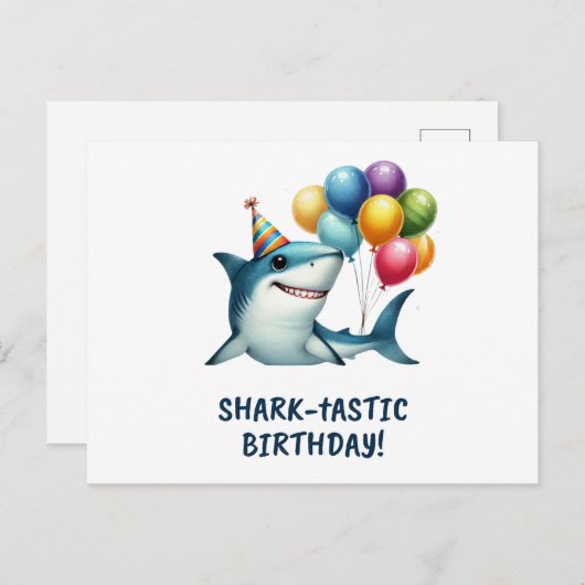 Shark-tastic Birthday Kaart (Voorkant / Achterkant)