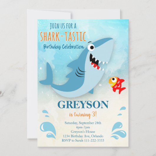 Shark Tastic Verjaardagsfeestuitnodiging Kaart (Voorkant)