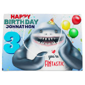 Shark Theme Fintastic Kids Birthday Groot Cadeauzakje (Voorkant)