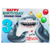 Shark Theme Fintastic Kids Birthday Groot Cadeauzakje (Achterkant)