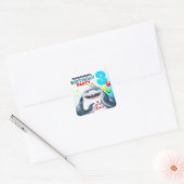 Shark Theme Fintastic Kids Birthday Vierkante Sticker (Envelop)