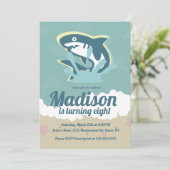 Shark Thlek Girls Birthday Party Invitation Kaart (Staand voorkant)