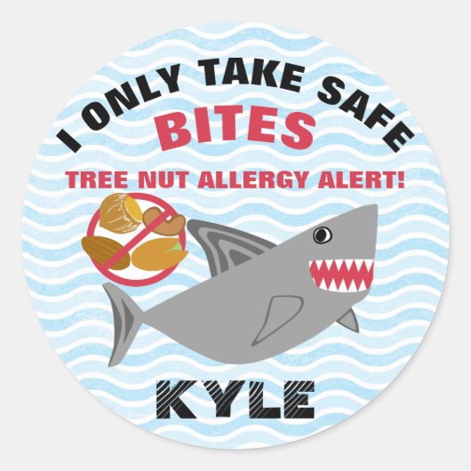 Shark Tree Nut Allergie Alert Stickers (Voorkant)