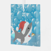 Shark Tropical Snowbird Vacation Dated Keepslag Glas Ornament (Voorkant links)