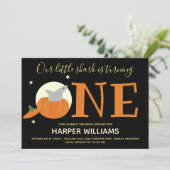 Shark Turing One Pumpkin Baby First Birthday Kaart (Staand voorkant)