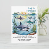 Shark Under The Zee Boy Verjaardag Kaart (Staand voorkant)