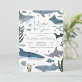 Shark Under the Zee Verjaardagsfeest Kaart (Staand voorkant)