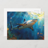 Shark Underwater Surrounded by Jellyfish Briefkaart (Voorkant / Achterkant)