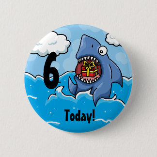 Shark verjaardagsbadge ronde button 5,7 cm