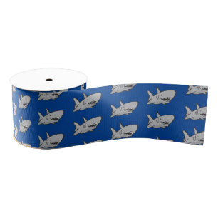 Shark verjaardagsfeest Blue Grosgrain Ribbon Lint