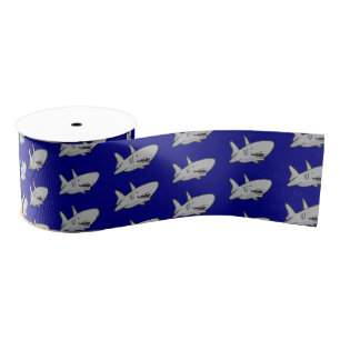Shark verjaardagsfeest Blue Grosgrain Ribbon Lint