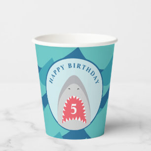 Shark verjaardagsfeest papieren bekers