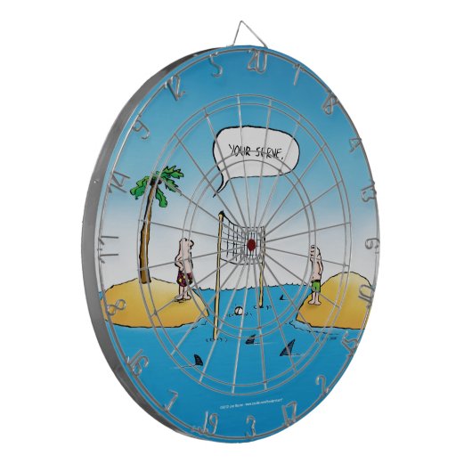 Shark Volleyball Funny Cartoon Dartbord (Voorkant Links)