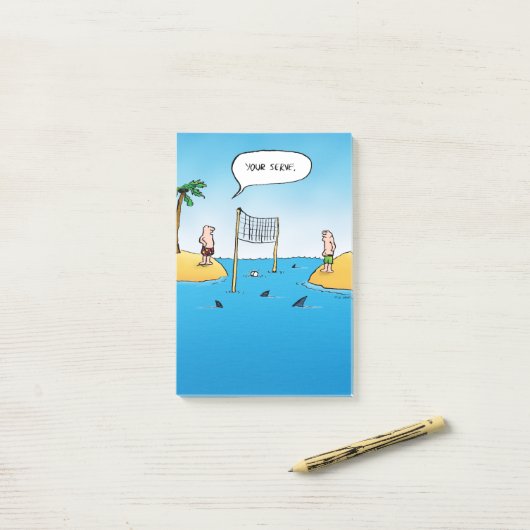 Shark Volleyball Funny Cartoon Post-it® Notes (Op bureau)