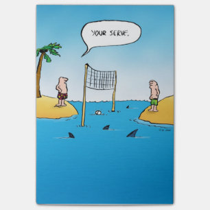 Shark Volleyball Funny Cartoon Post-it® Notes