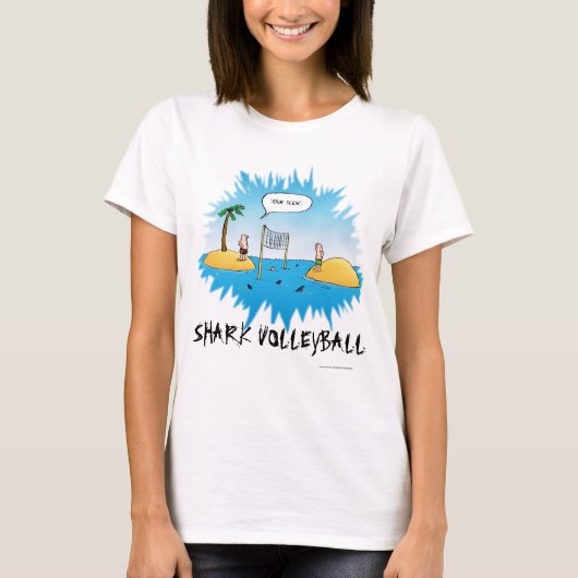 Shark Volleyball Funny Cartoon T-shirt (Voorkant)