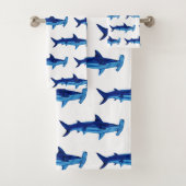 Shark Waterverf Painting Pattern Badhanddoek Set Bad Handdoek (Insitu)