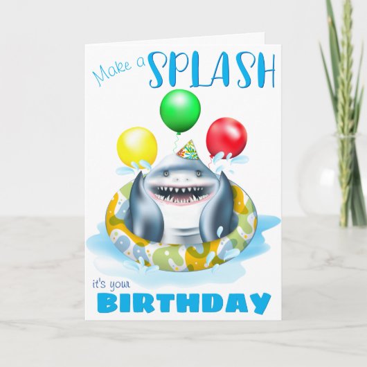 Shark Whimsical Kids Birthday Kaart (Voorkant)