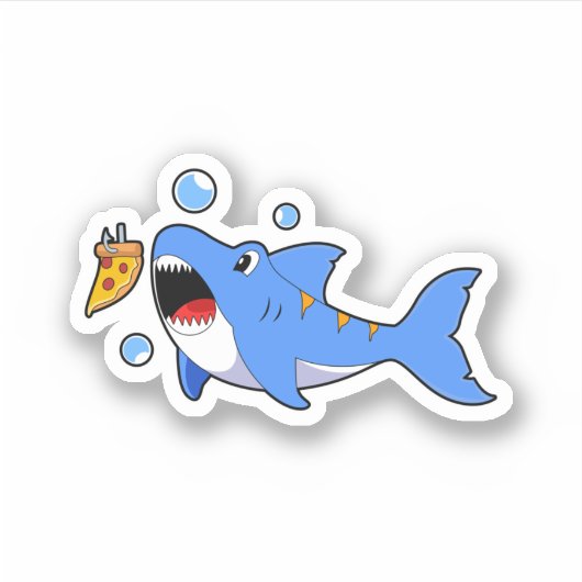 Shark with Pizza as Bait Sticker (Voorkant)
