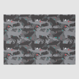 Shark Zwart & Blauwgroen Camouflage Patroon Tissue Tissuepapier