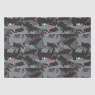 Shark Zwart & Blauwgroen Camouflage Patroon Tissue Tissuepapier