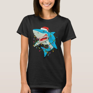 Sharkmas Kerstluiers Sharkmas Santa Shark Christus T-shirt
