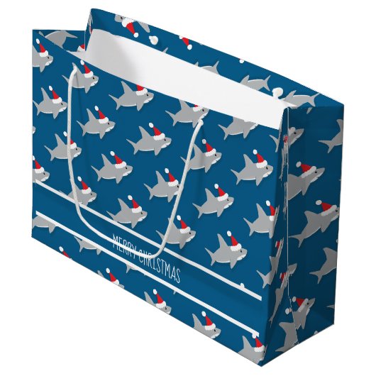 Sharks de Noël mignonne grand sac cadeau (Devant Angle)