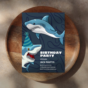 Sharks in Disguise thema verjaardagsuitnodiging Kaart