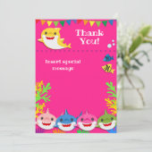 Sharks Pink Birthday Bedankt (Staand voorkant)