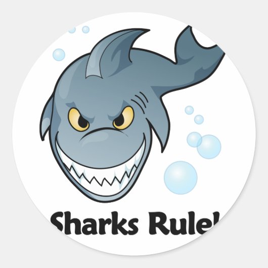 Sharks Rule! Ronde Sticker (Voorkant)