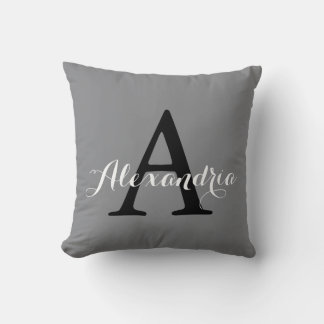 Sharkskin Grey Neutral Subtle Solid Color Monogram Kussen