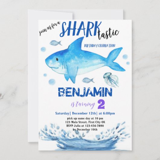 Sharktastic Different Birthday Invitation Kaart (Voorkant)